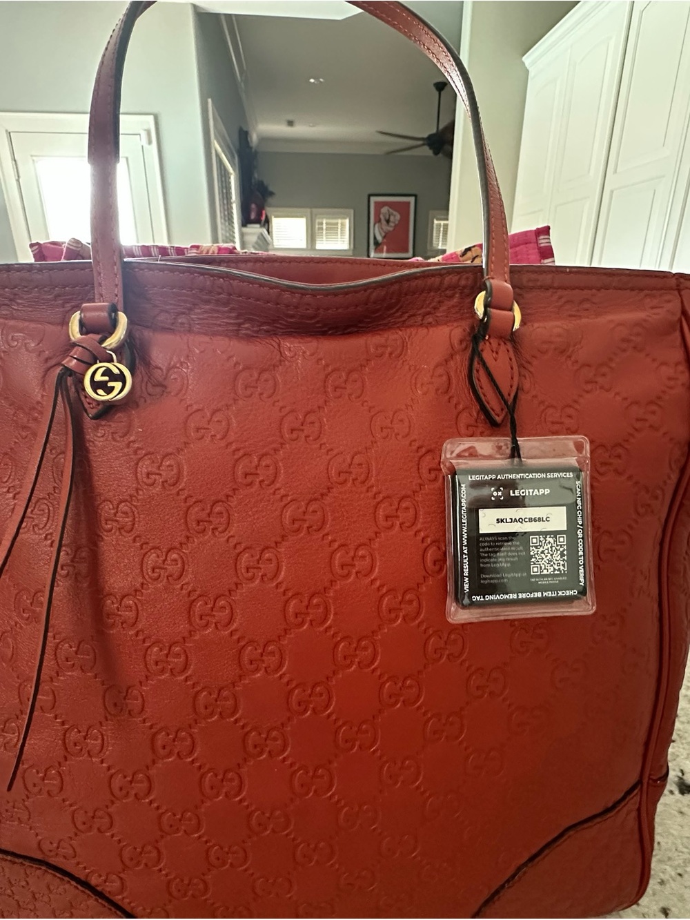 Gucci Guccissima Bree Leather Tote Orange - authenticated, excellent condition